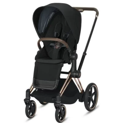 Cybex e-Priam Frame Rosegold Seat Deep Black